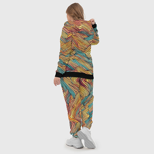 Женский костюм Разноцветные волнистые линии / 3D-Черный – фото 5