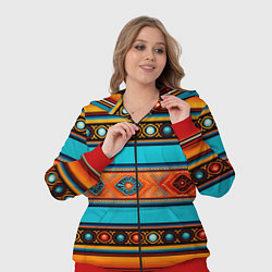 Женский 3D-костюм Этнический принт в горизонтальную полоску, цвет: 3D-красный — фото 2