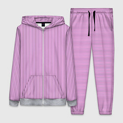 Женский костюм Строгий розовый в чёрную полоску