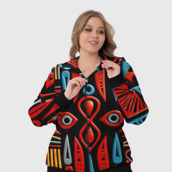 Женский 3D-костюм Красно-синий узор в африканском стиле, цвет: 3D-черный — фото 2