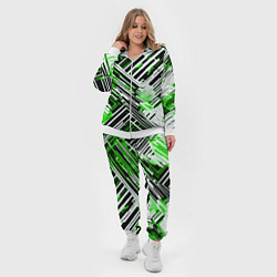 Женский 3D-костюм Киберпанк линии белые и зелёные, цвет: 3D-белый — фото 2
