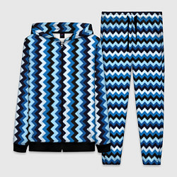 Женский 3D-костюм Ломаные полосы синий, цвет: 3D-черный