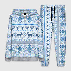 Женский 3D-костюм Blue sweater with reindeer, цвет: 3D-меланж