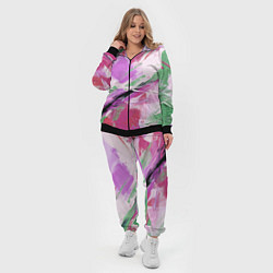 Женский 3D-костюм Зеленые и розовые мазки краски, цвет: 3D-черный — фото 2