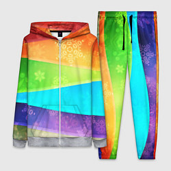 Женский 3D-костюм Абстрактный разноцветный волнистый фон со снежинка, цвет: 3D-меланж