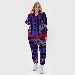 Женский 3D-костюм Черно-фиолетовый узор, цвет: 3D-красный — фото 2