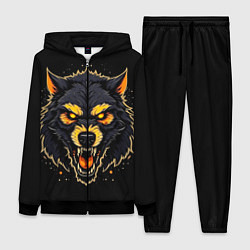 Женский 3D-костюм Волк чёрный хищник, цвет: 3D-черный