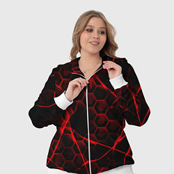 Женский 3D-костюм Красные узоры шестиугольник, цвет: 3D-белый — фото 2