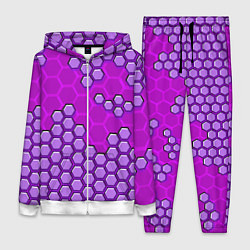 Женский 3D-костюм Фиолетовая энерго-броня из шестиугольников, цвет: 3D-белый