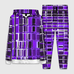 Женский 3D-костюм Фиолетовые прямоугольники, цвет: 3D-белый
