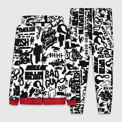 Женский 3D-костюм Билли Айлиш автографы черно белый, цвет: 3D-красный