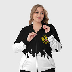 Женский 3D-костюм Герб РФ огонь патриотический стиль, цвет: 3D-черный — фото 2