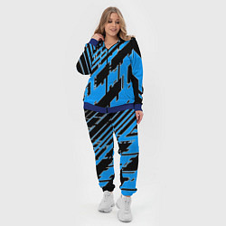 Женский 3D-костюм Синие линии на чёрном фоне, цвет: 3D-синий — фото 2