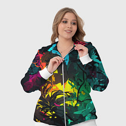 Женский 3D-костюм Яркие разноцветные абстрактные листья, цвет: 3D-белый — фото 2