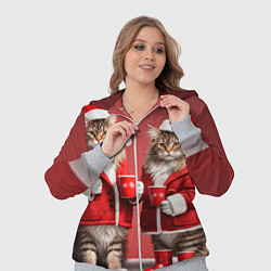Женский 3D-костюм С новым котом - два кота в костюмах Санты, цвет: 3D-меланж — фото 2