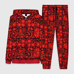 Женский костюм Хохломская роспись красные цветы и ягоды на чёрном