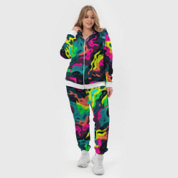 Женский 3D-костюм Яркие кислотные разноцветные пятна в виде камуфляж, цвет: 3D-белый — фото 2