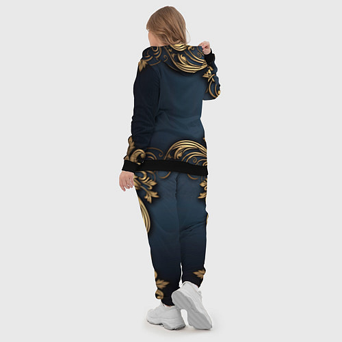Женский костюм Лепнина объемные золотые узоры на ткани / 3D-Черный – фото 5