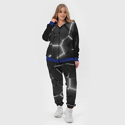 Женский 3D-костюм Чёрные плиты разломы броня, цвет: 3D-синий — фото 2