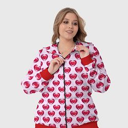 Женский 3D-костюм Двойное сердце на розовом фоне, цвет: 3D-красный — фото 2