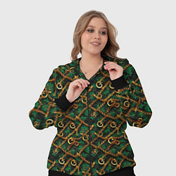 Женский 3D-костюм Золотая цепочка на зеленой ткани, цвет: 3D-черный — фото 2