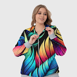 Женский 3D-костюм Color feathers - neon, цвет: 3D-меланж — фото 2