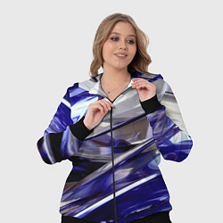 Женский 3D-костюм Синие и белые полосы абстракции, цвет: 3D-черный — фото 2