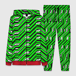 Женский 3D-костюм Чёрно-зелёный линейный узор киберпанк, цвет: 3D-красный