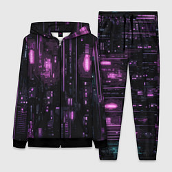 Женский 3D-костюм Киберпанк светящиеся фиолетовые элементы, цвет: 3D-черный