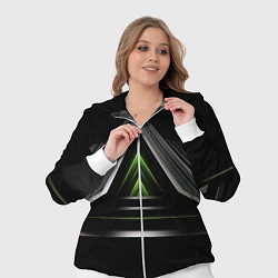 Женский 3D-костюм Black green abstract nvidia style, цвет: 3D-белый — фото 2