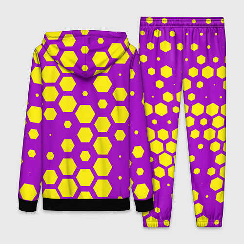 Женский костюм Желтые соты на фиолетовом фоне / 3D-Черный – фото 2
