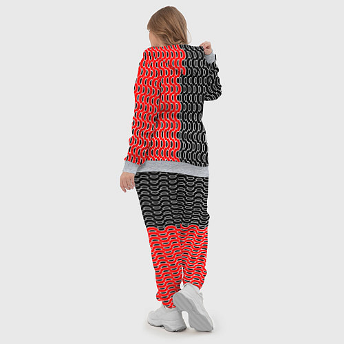 Женский костюм Чёрно-красный паттерн с белой обводкой / 3D-Меланж – фото 5