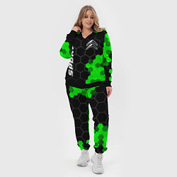 Женский 3D-костюм Citroen green sport hexagon, цвет: 3D-черный — фото 2