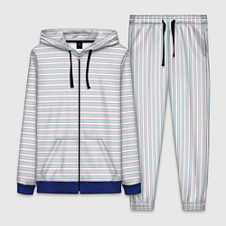 Женский костюм Белый в серо-голубую полоску