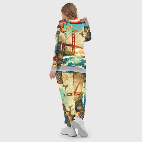 Женский костюм Мост через реку и пэчворк - нейросеть арт USA brid / 3D-Меланж – фото 5