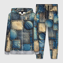 Женский 3D-костюм Denim patchwork - ai art, цвет: 3D-меланж