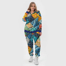 Женский 3D-костюм Лоскутное одеяло - пэчворк, цвет: 3D-синий — фото 2