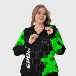 Женский 3D-костюм Jaguar green sport hexagon, цвет: 3D-черный — фото 2