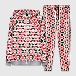 Женский 3D-костюм Бирюзово-розовый геометричный треугольники, цвет: 3D-меланж