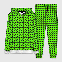 Женский 3D-костюм Зелёные лепестки шестиугольники, цвет: 3D-белый