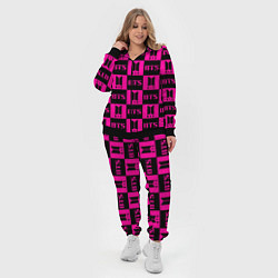 Женский 3D-костюм BTS pattern pink logo, цвет: 3D-черный — фото 2