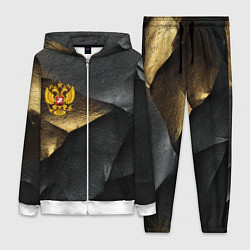 Женский 3D-костюм Золотой герб России на темном фоне, цвет: 3D-белый