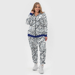 Женский 3D-костюм Чёрные хаотичные линии на белом фоне, цвет: 3D-синий — фото 2