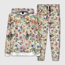 Женский костюм Летний узор с цветами и бабочками