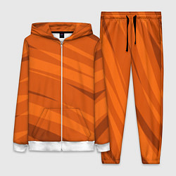Женский 3D-костюм Тёмный оранжевый полосами, цвет: 3D-белый