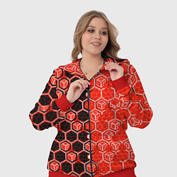 Женский 3D-костюм Техно-киберпанк шестиугольники красный и чёрный, цвет: 3D-красный — фото 2