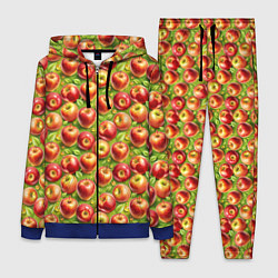 Женский 3D-костюм Румяные яблоки паттерн, цвет: 3D-синий