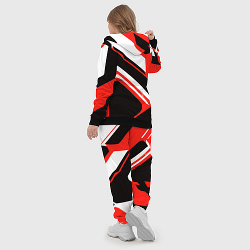 Женский костюм Бело-красные линии на чёрном фоне / 3D-Черный – фото 5
