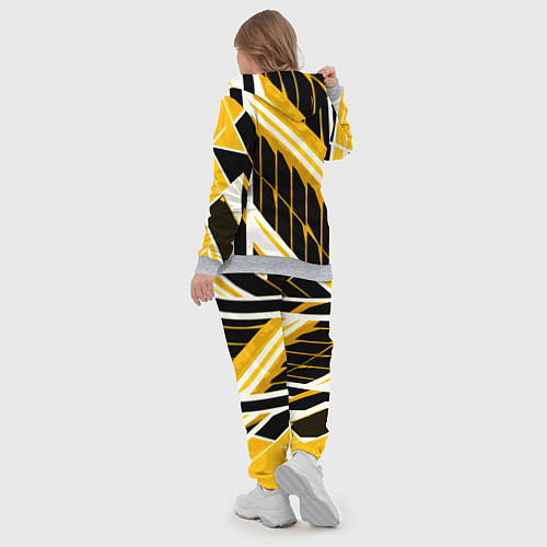 Женский костюм Бело-жёлтые линии на чёрном фоне / 3D-Меланж – фото 5