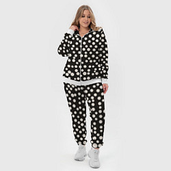 Женский 3D-костюм Черный фон с белыми кружками, цвет: 3D-белый — фото 2